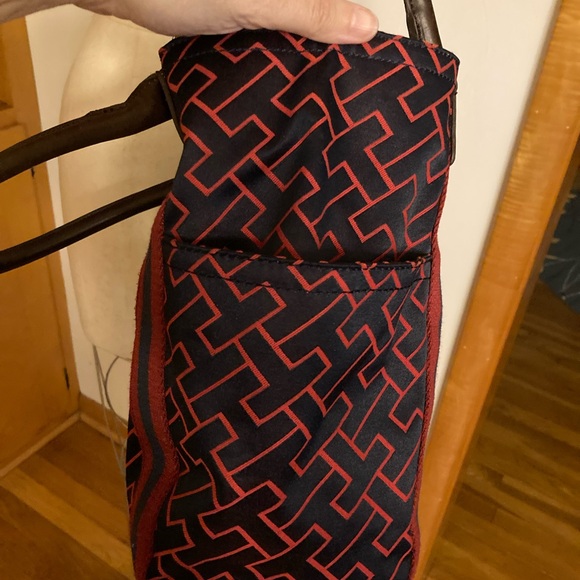 Tommy Hilfiger Geometric Patterned Tote Bag - Red and Navy Monogram - Picture 8 of 12